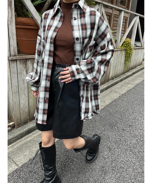 WC(ダブル シー)の「チェックビッグシャツ(シャツ/ブラウス・レディース・ブラック/ブラウン/ブルー/グリーン・FREE)」の17枚目の写真