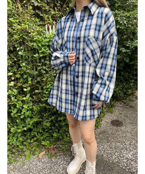 WC(ダブル シー)の「チェックビッグシャツ(シャツ/ブラウス・レディース・ブラック/ブラウン/ブルー/グリーン・FREE)」の22枚目の写真