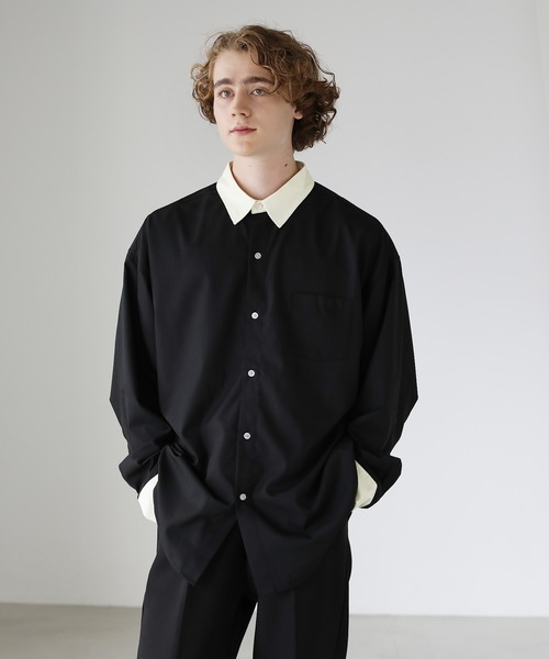 ETELIO（エテリオ）の「ビッグシルエットリラクシングクレリックシャツ（シャツ/ブラウス・メンズ・グレー/ブラック/グリーン/ワイン・S/M/L）」の6枚目の写真