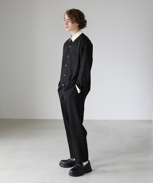 ETELIO（エテリオ）の「ビッグシルエットリラクシングクレリックシャツ（シャツ/ブラウス・メンズ・グレー/ブラック/グリーン/ワイン・S/M/L）」の8枚目の写真