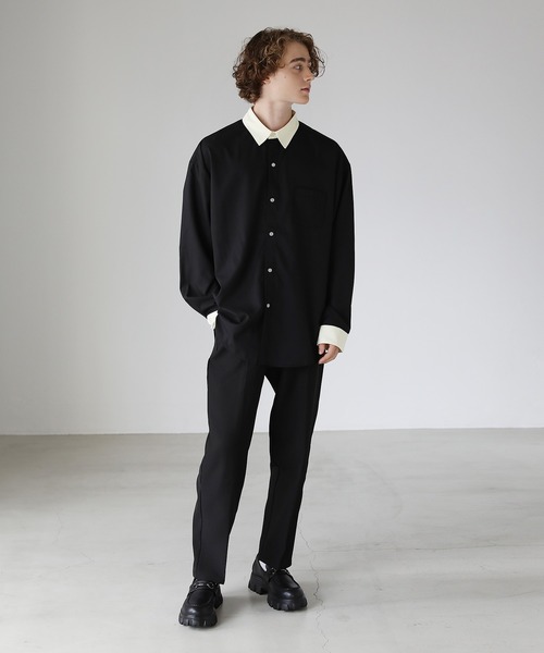ETELIO（エテリオ）の「ビッグシルエットリラクシングクレリックシャツ（シャツ/ブラウス・メンズ・グレー/ブラック/グリーン/ワイン・S/M/L）」の9枚目の写真