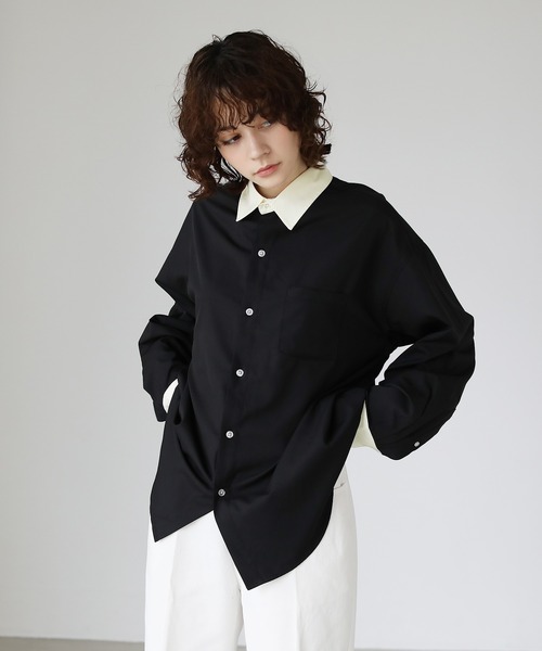 ETELIO（エテリオ）の「ビッグシルエットリラクシングクレリックシャツ（シャツ/ブラウス・メンズ・グレー/ブラック/グリーン/ワイン・S/M/L）」の10枚目の写真