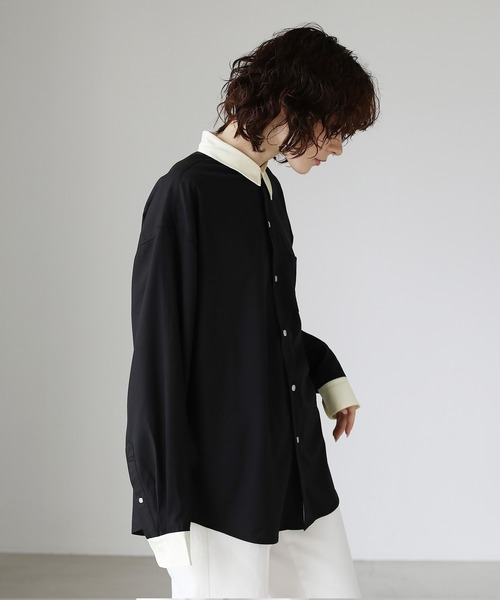 ETELIO（エテリオ）の「ビッグシルエットリラクシングクレリックシャツ（シャツ/ブラウス・メンズ・グレー/ブラック/グリーン/ワイン・S/M/L）」の11枚目の写真