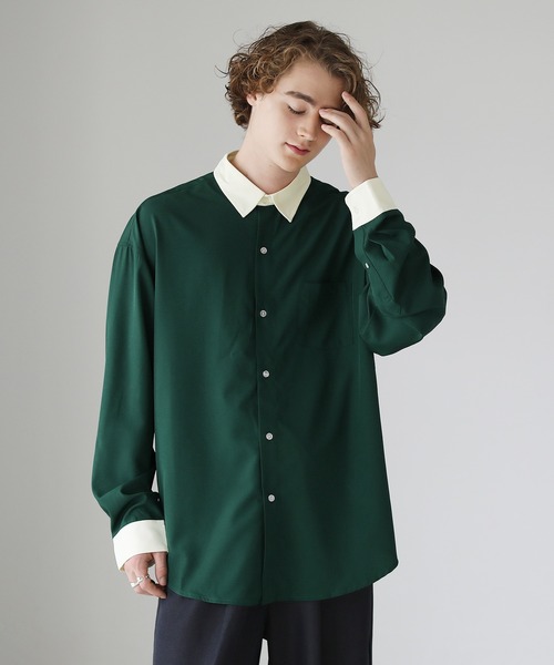 ETELIO（エテリオ）の「ビッグシルエットリラクシングクレリックシャツ（シャツ/ブラウス・メンズ・グレー/ブラック/グリーン/ワイン・S/M/L）」の18枚目の写真