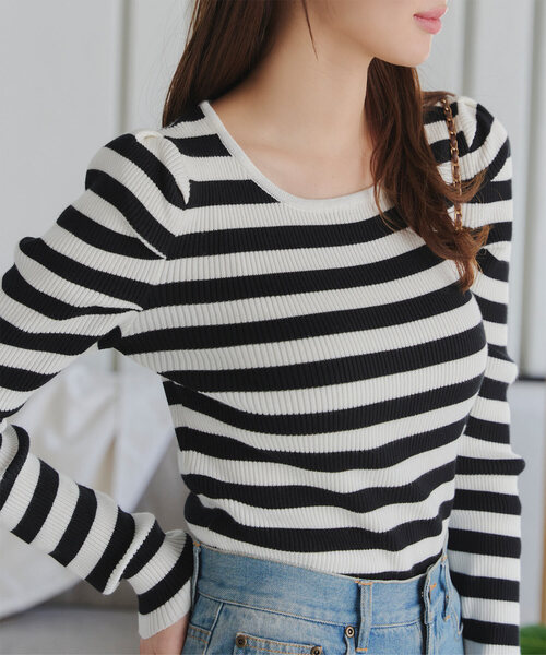 セール】選べるスクエアネック/Vネック/パフスリーブ/スカラップ 長袖