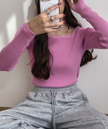 tea.　新品未使用ドロワーパフスリーブトップス 36 ピンク パフスリーブ」に該当するトップス（ピンク/桃色系）ファッション通販