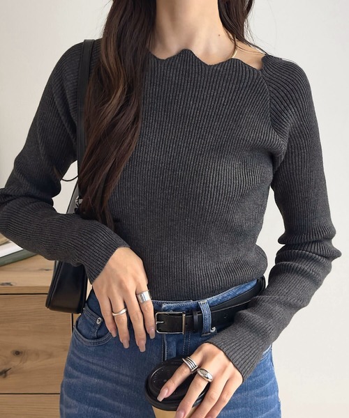 セール】選べるスクエアネック/Vネック/パフスリーブ/スカラップ 長袖