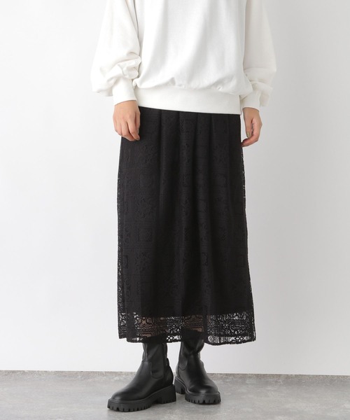 LEPSIM（レプシィム）の「レイヤードレーススカート　164346（スカート・レディース・ブラック/オフホワイト・FREE）」の2枚目の写真