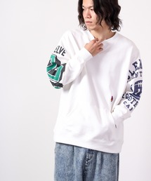 open twelve ヘビーウェイト裏毛 クルー スリーブ プリント