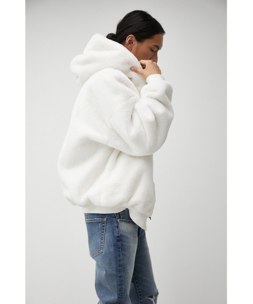 AZUL by moussy（アズールバイマウジー）の「FUR HOODIE BLOUSON/ファーフーディーブルゾン（ブルゾン・メンズ・ベージュ/ホワイト/ブラック・FREE）」の4枚目の写真