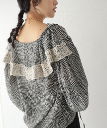 mii(ミー)の「【Mii / ミイ】TRUCAGE CHECK SILK EMBROIDERED TUNIC:ブラウス(シャツ/ブラウス)」