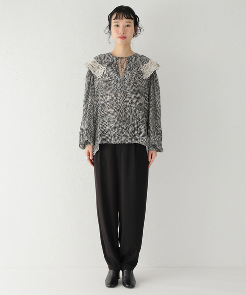 mii(ミー)の「【Mii / ミイ】TRUCAGE CHECK SILK EMBROIDERED TUNIC:ブラウス(シャツ/ブラウス・レディース・ブラック・MEDIUM)」の15枚目の写真