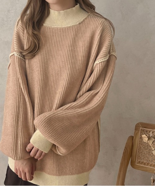 apres jour clair(アプレジュールクレア)の「【apres jour clair】ストライプデザインニット【ZOZOTOWN限定アイテム】(ニット/セーター・レディース・アイボリー/スモークピンク/ブラウン・X-LARGE/フリー)」の3枚目の写真