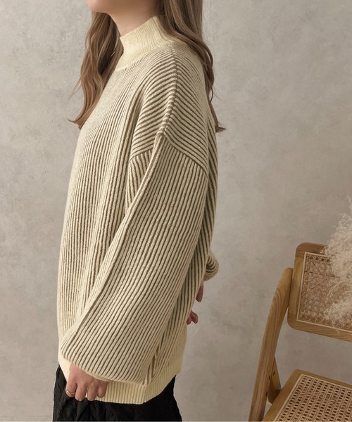 apres jour clair(アプレジュールクレア)の「【apres jour clair】ストライプデザインニット【ZOZOTOWN限定アイテム】(ニット/セーター・レディース・アイボリー/スモークピンク/ブラウン・X-LARGE/フリー)」の11枚目の写真