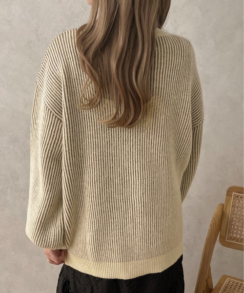apres jour clair(アプレジュールクレア)の「【apres jour clair】ストライプデザインニット【ZOZOTOWN限定アイテム】(ニット/セーター・レディース・アイボリー/スモークピンク/ブラウン・X-LARGE/フリー)」の12枚目の写真