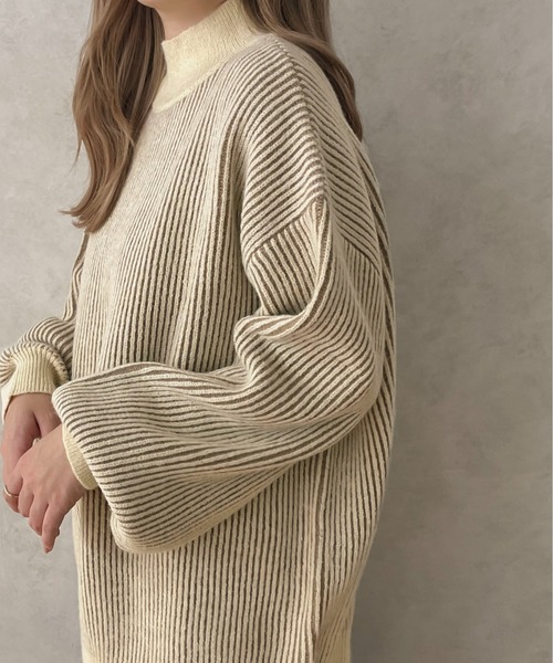 apres jour clair(アプレジュールクレア)の「【apres jour clair】ストライプデザインニット【ZOZOTOWN限定アイテム】(ニット/セーター・レディース・アイボリー/スモークピンク/ブラウン・X-LARGE/フリー)」の10枚目の写真