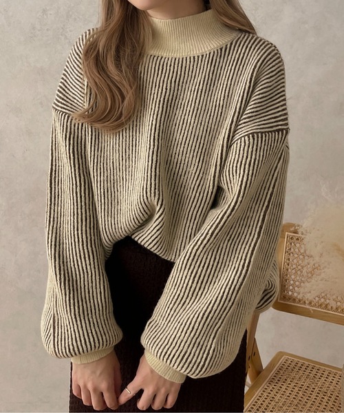 apres jour clair】ストライプデザインニット【ZOZOTOWN限定 apres jour clair】ストライプデザインニット【ZOZOTOWN限定