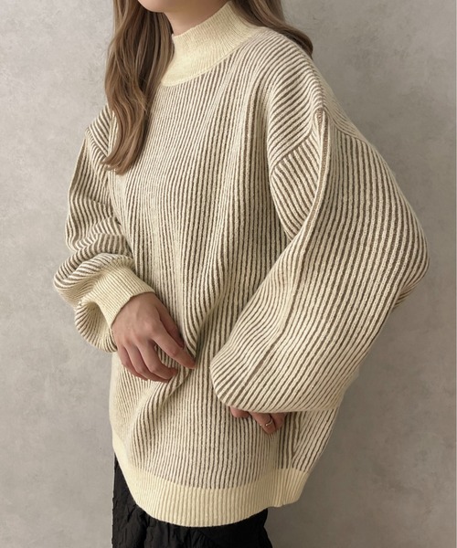 apres jour clair(アプレジュールクレア)の「【apres jour clair】ストライプデザインニット【ZOZOTOWN限定アイテム】(ニット/セーター・レディース・アイボリー/スモークピンク/ブラウン・X-LARGE/フリー)」の7枚目の写真