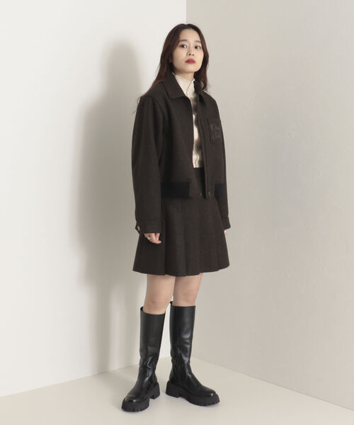 onulsoha（オヌルソハ）の「【セットアップ可能】タックプリーツミニスカート（スカート・レディース・オリーブ/グレー・36/38）」の4枚目の写真