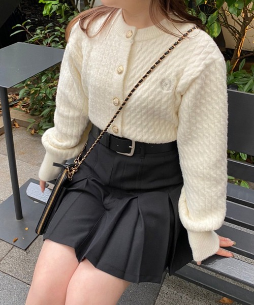 one after another NICE CLAUP（ワンアフターアナザーナイスクラップ）の「NC刺繍ケーブルカーディガン（カーディガン/ボレロ・レディース・ブラック/アイボリー/グレー/パープル・FREE）」の19枚目の写真