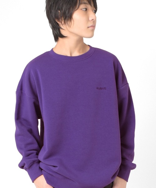 GLAZOS（グラソス）の「裏起毛・ワンポイント刺繍ビッグトレーナー（スウェット・キッズ・ブラック/グリーン/ベージュ/パープル・140cm/150cm/160cm/170cm）」の4枚目の写真