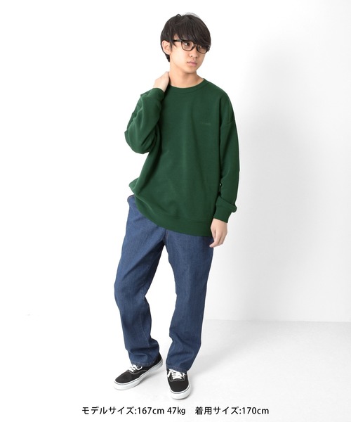 GLAZOS（グラソス）の「裏起毛・ワンポイント刺繍ビッグトレーナー（スウェット・キッズ・ブラック/グリーン/ベージュ/パープル・140cm/150cm/160cm/170cm）」の13枚目の写真