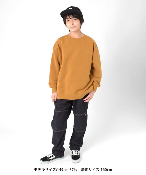 GLAZOS（グラソス）の「裏起毛・ワンポイント刺繍ビッグトレーナー（スウェット・キッズ・ブラック/グリーン/ベージュ/パープル・140cm/150cm/160cm/170cm）」の11枚目の写真