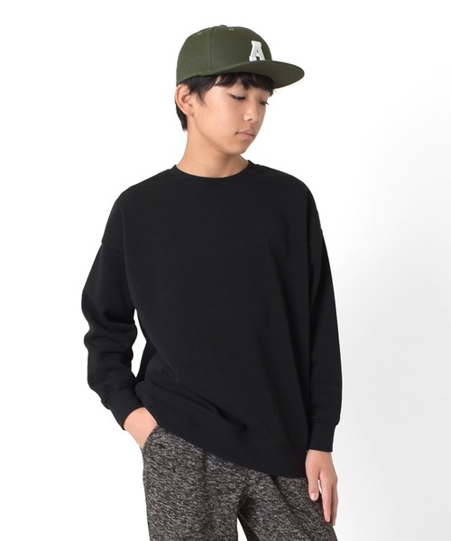 GLAZOS（グラソス）の「裏起毛・ワンポイント刺繍ビッグトレーナー（スウェット・キッズ・ブラック/グリーン/ベージュ/パープル・140cm/150cm/160cm/170cm）」の8枚目の写真