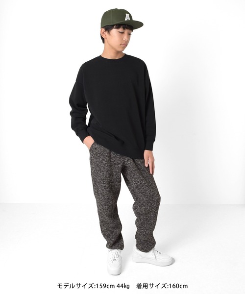 GLAZOS（グラソス）の「裏起毛・ワンポイント刺繍ビッグトレーナー（スウェット・キッズ・ブラック/グリーン/ベージュ/パープル・140cm/150cm/160cm/170cm）」の9枚目の写真