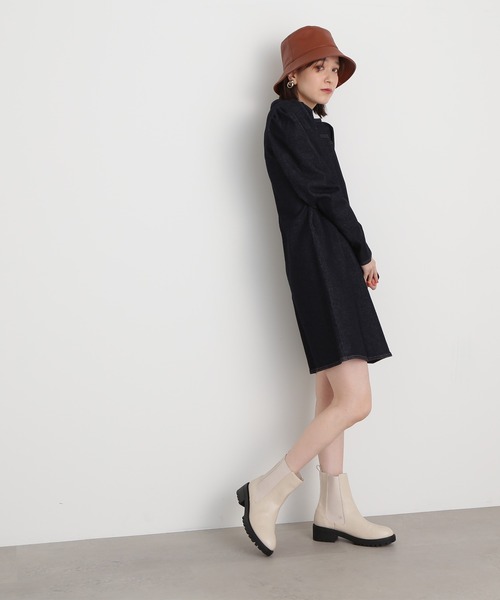 N.(N. Natural Beauty Basic)(エヌエヌナチュラルビューティーベーシック)の「◆パフスリーブデニムミニワンピース(ワンピース・レディース・ナチュラル/ワンウォッシュ・MEDIUM)」の5枚目の写真