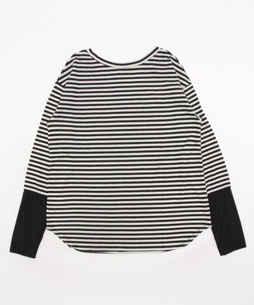 DouDou(ドゥドゥ)の「袖シアー切替ボーダーTEE(Tシャツ/カットソー・レディース・ブラック・FREE)」の10枚目の写真