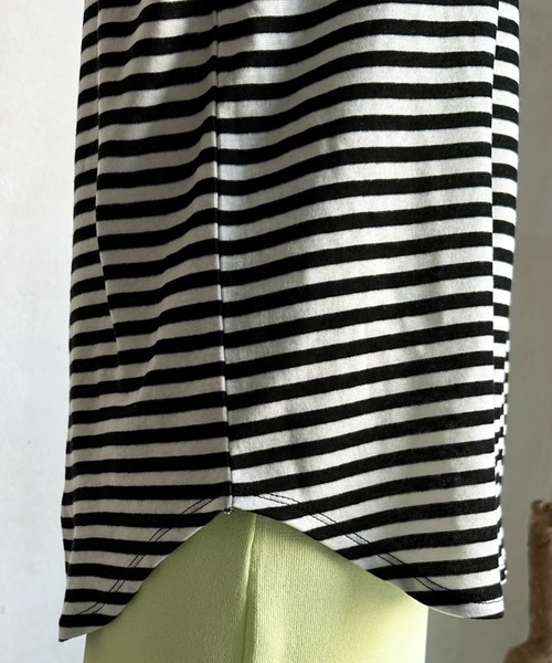 DouDou(ドゥドゥ)の「袖シアー切替ボーダーTEE(Tシャツ/カットソー・レディース・ブラック・FREE)」の9枚目の写真