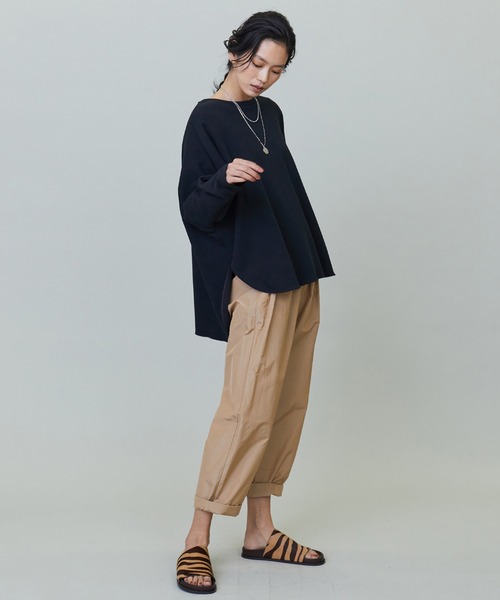1er Arrondissement（プルミエアロンディスモン）の「ダブルニットワイドプルオーバー（Tシャツ/カットソー・レディース・ブラック/オフホワイト/チャコールグレー・FREE）」の6枚目の写真