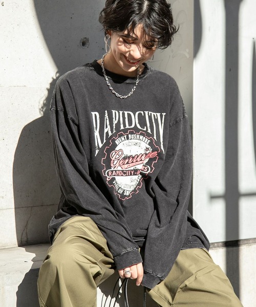 RAGEBLUE（レイジブルー）の「ヴィンテージプリントロンＴ（Tシャツ/カットソー・レディース・ホワイト/スミクロ・FREE）」の2枚目の写真