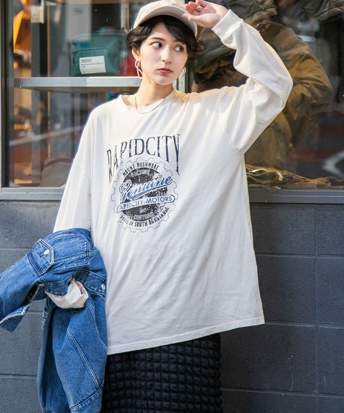 RAGEBLUE（レイジブルー）の「ヴィンテージプリントロンＴ（Tシャツ/カットソー・レディース・ホワイト/スミクロ・FREE）」の6枚目の写真