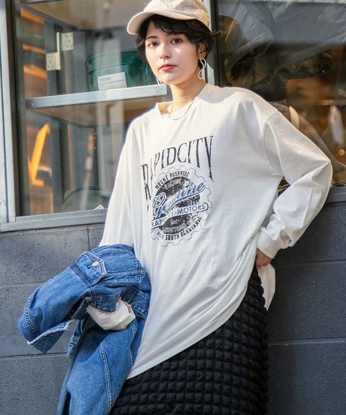 RAGEBLUE（レイジブルー）の「ヴィンテージプリントロンＴ（Tシャツ/カットソー・レディース・ホワイト/スミクロ・FREE）」の7枚目の写真