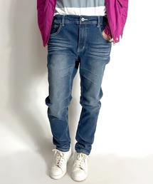 ジョガーパンツ デニム ストレッチ ヴィンテージ加工 ウエスト紐 レディース