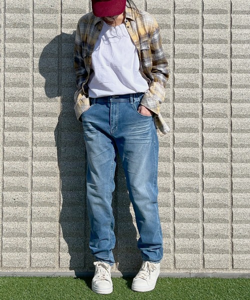 BEATJIVE(ビートジャイブ)の「ジョガーパンツ デニム ストレッチ ヴィンテージ加工 ウエスト紐 レディース(デニムパンツ・レディース・インディゴブルー/ネイビー・LARGE/MEDIUM)」の3枚目の写真