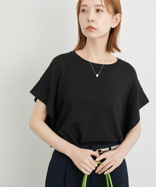 UVカット・接触冷感・洗濯機洗いOK/フレアスリーブニットプルオーバー