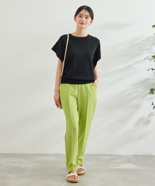 UVカット・接触冷感・洗濯機洗いOK/フレアスリーブニットプルオーバー