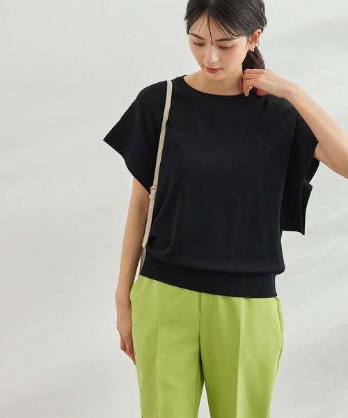 UVカット・接触冷感・洗濯機洗いOK/フレアスリーブニットプルオーバー