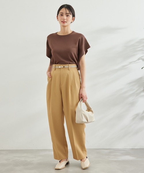 UVカット・接触冷感・洗濯機洗いOK/フレアスリーブニットプルオーバー