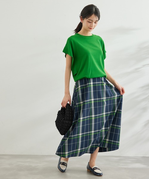 UVカット・接触冷感・洗濯機洗いOK/フレアスリーブニットプルオーバー