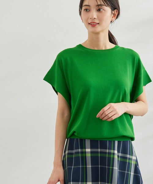 UVカット・接触冷感・洗濯機洗いOK/フレアスリーブニットプルオーバー