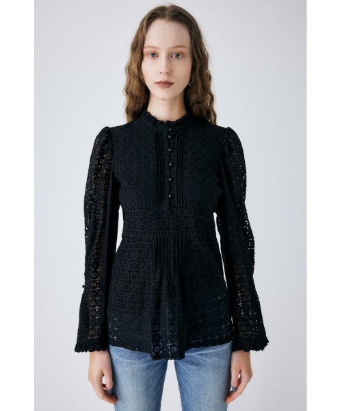 MOUSSY（マウジー）の「RUSSELL LACE ブラウス（シャツ/ブラウス・レディース・オフホワイト/ブラック・1/2）」の2枚目の写真