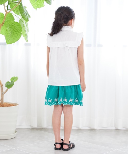 MAKE YOUR DAY(メイクユアデイ)の「ノースリーブフリルブラウス■80~140cm(シャツ/ブラウス・キッズ・ピンク/オフホワイト/ミント/ブルー・110/80/120/130/90/140/100)」の5枚目の写真
