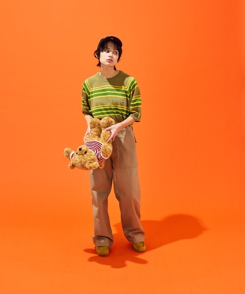 TOWNCRAFT（タウンクラフト）の「TOWN CRAFT/タウンクラフト 別注 ハイゲージ半袖ボーダーニット（Tシャツ/カットソー・メンズ・ライトグレー/ブラック/ライム・MEDIUM/LARGE）」の21枚目の写真