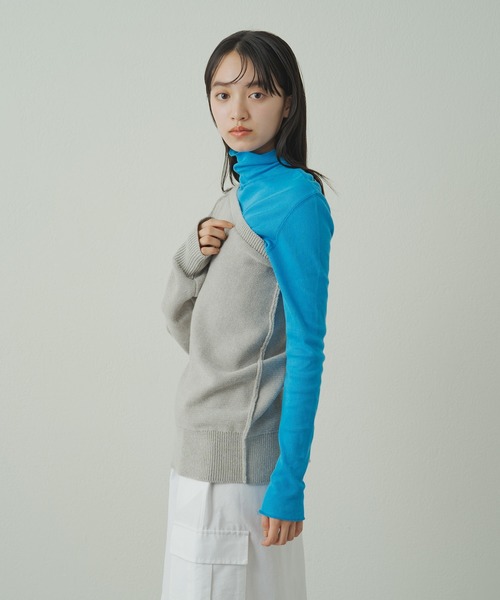 earthy（アーシー）の「ワンショルニット（ニット/セーター・レディース・グレー/オフホワイト/ブラック・FREE）」の3枚目の写真