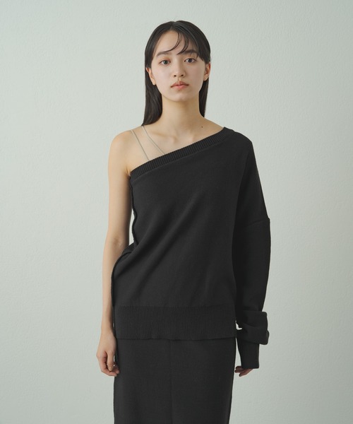 earthy（アーシー）の「ワンショルニット（ニット/セーター・レディース・グレー/オフホワイト/ブラック・FREE）」の9枚目の写真