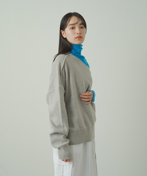 earthy（アーシー）の「ワンショルニット（ニット/セーター・レディース・グレー/オフホワイト/ブラック・FREE）」の22枚目の写真